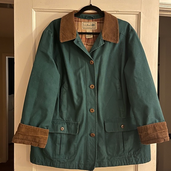 L.L. Bean Jackets & Blazers - L.L. Bean Women's Teal and Brown utility chore coat